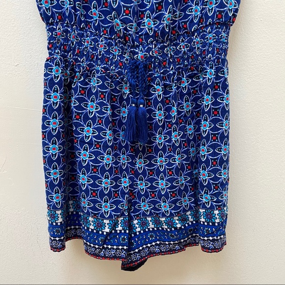 Justice Blue Geometric Print Short Sleeve Romper - Picture 3 of 8